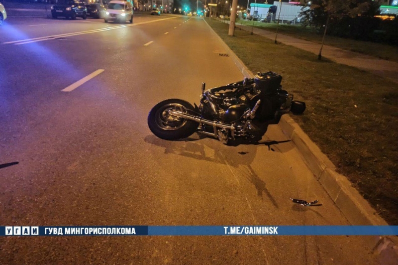 В Минске мотоциклист на Harley Davidson сбил собаку и упал с мотоцикла