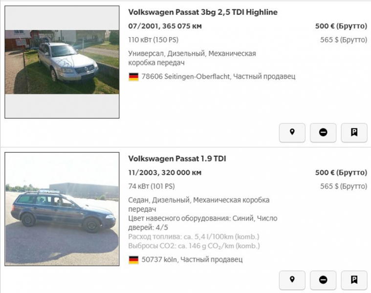 Сколько стоят в Европе популярные у нас автомобили 